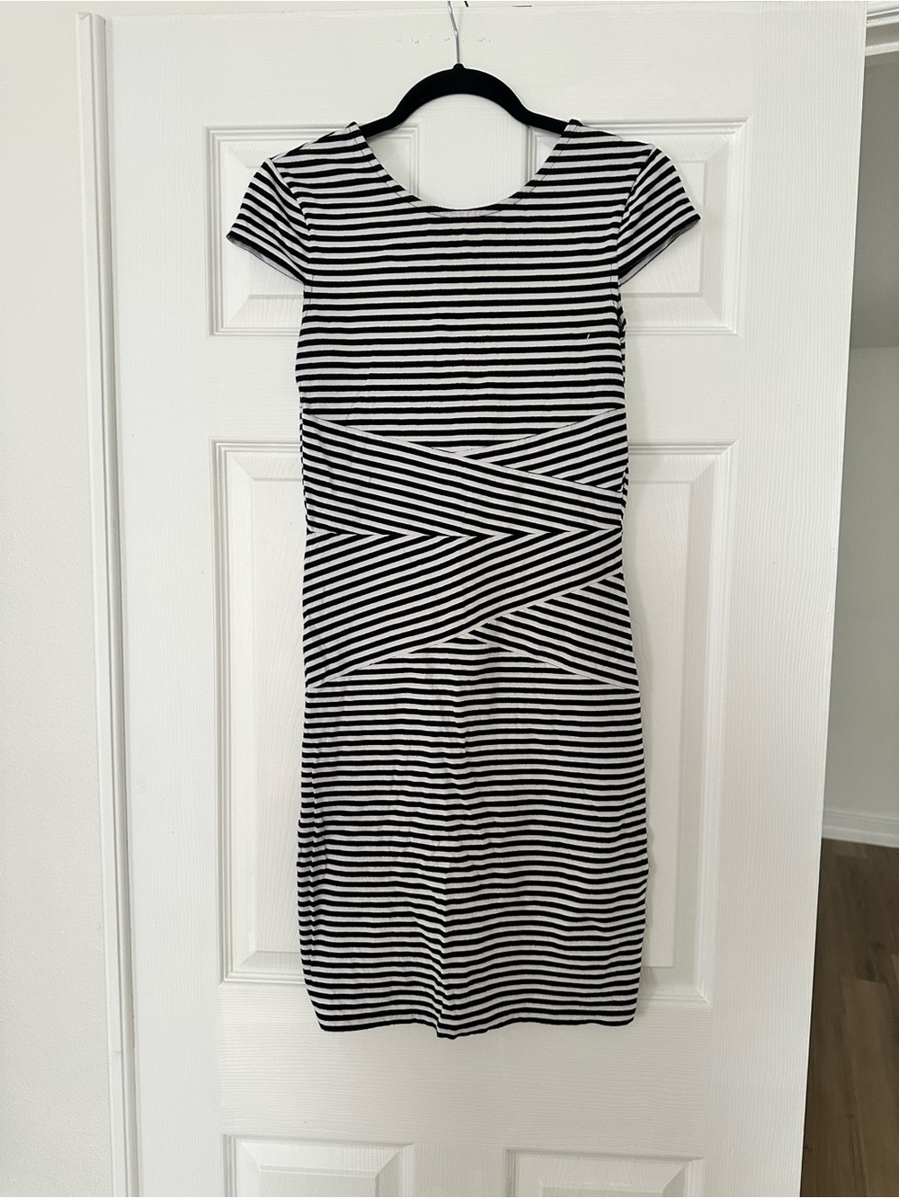 Black & White Striped Short Sleeve Dress